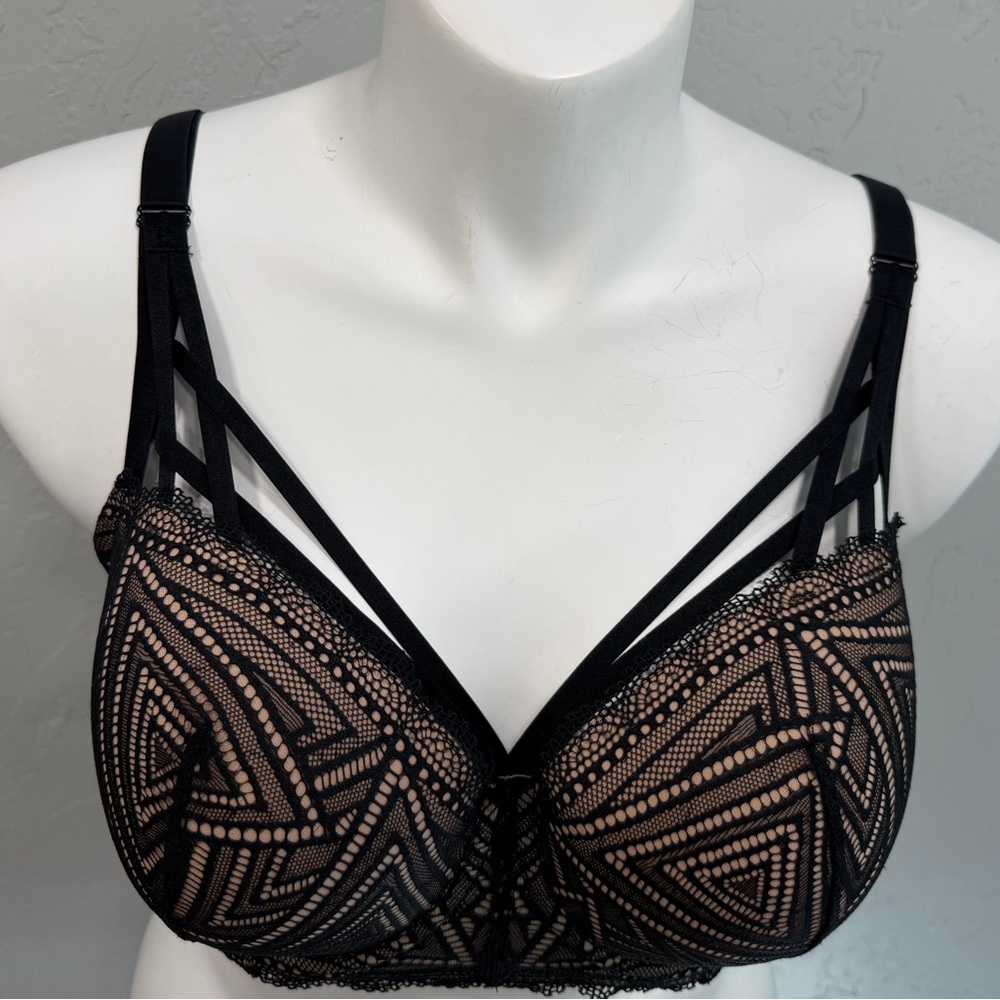 Adore Me Black and Tan Lace Bra - Picture 2 of 5